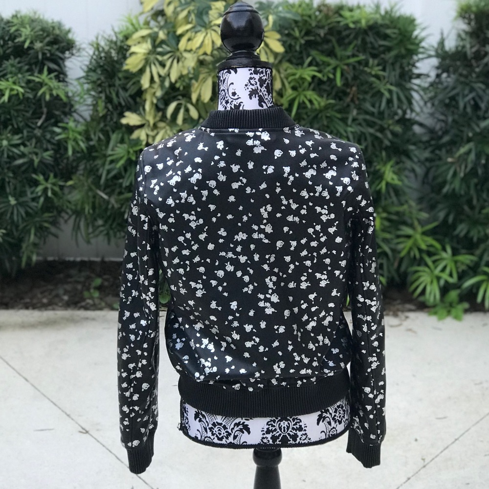 Michael Kors Jacket Black Silver Roses🌹W AUTHENT - Picture 3 of 8
